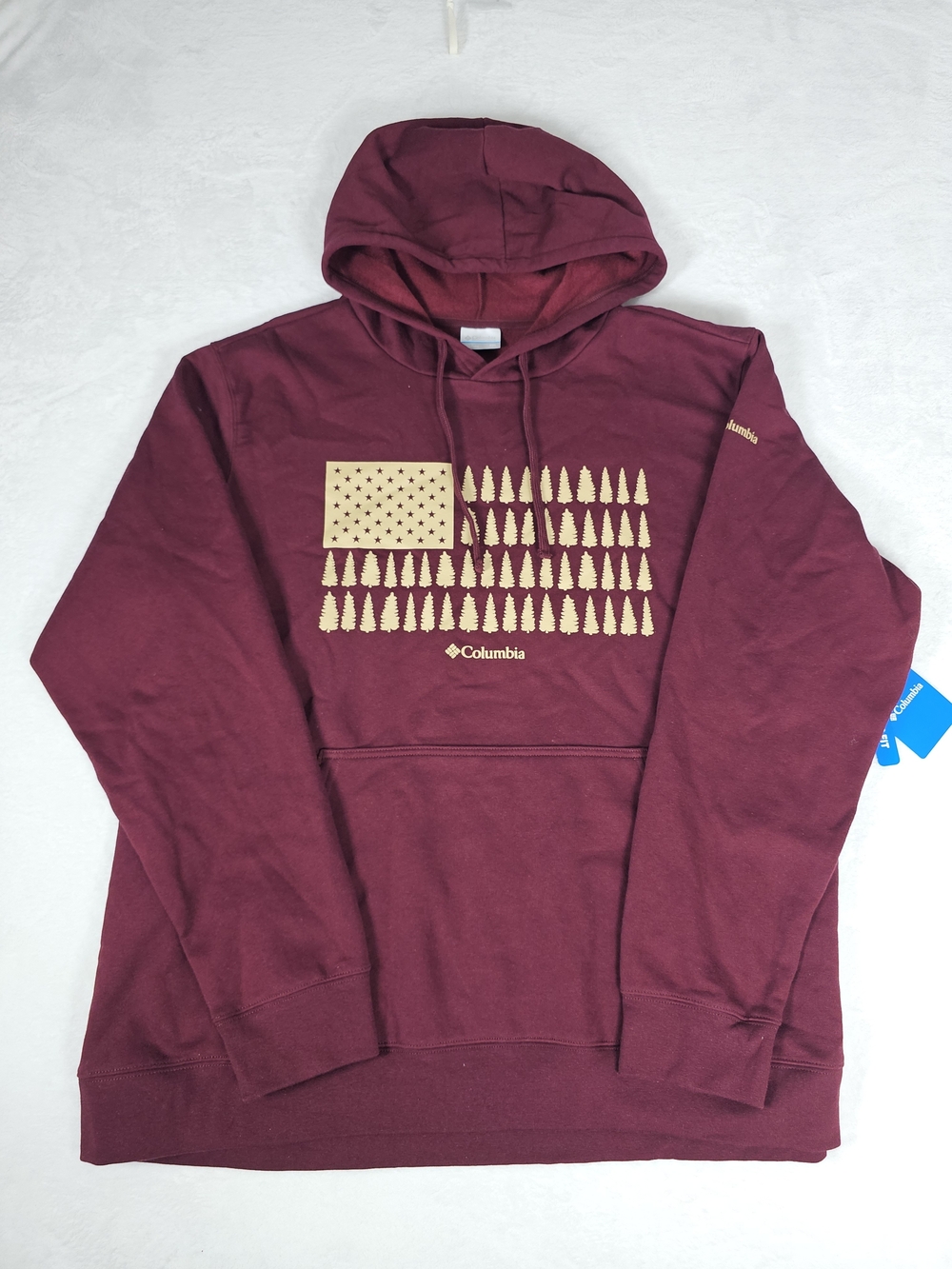 Columbia Maroon Hoodie with Gold Tree Flag Graphic Size XXL
